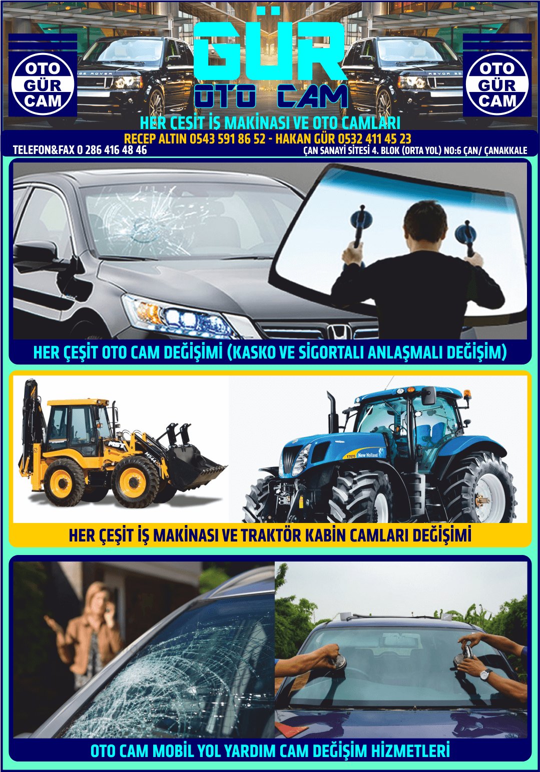 GÜR OTO CAM MOBİL YOL YARDIM ÇAN ÇANAKKALE