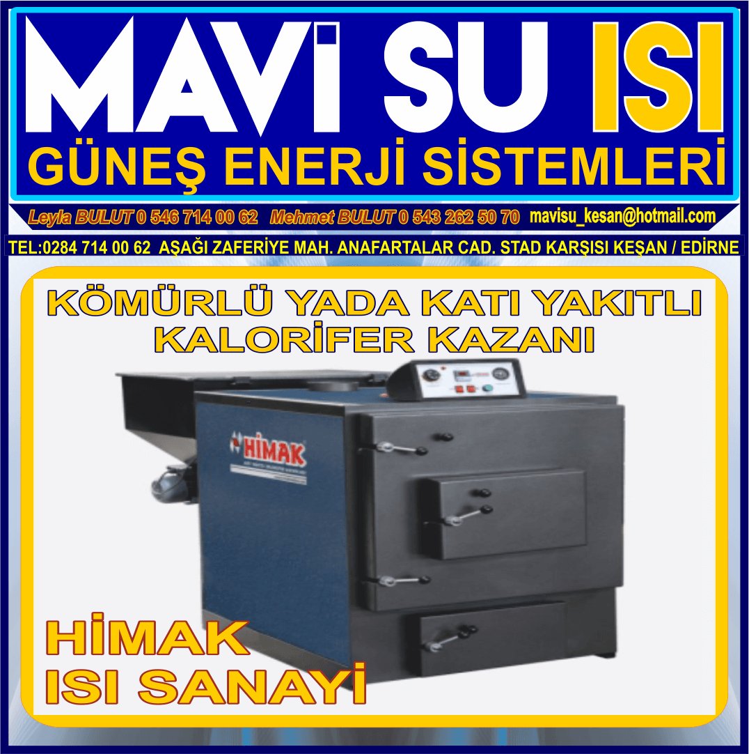 MAVİ SU ISI GÜNEŞ ENERJİSİ İLE SU ISITMA ELEKTRİK ÜRETİMİ TARIMSAL SULAMA KATI YAKIT KALORİFER KAZANI SATIŞ SU ARITMA SİSTEMLERİ KEŞAN - Görsel 6