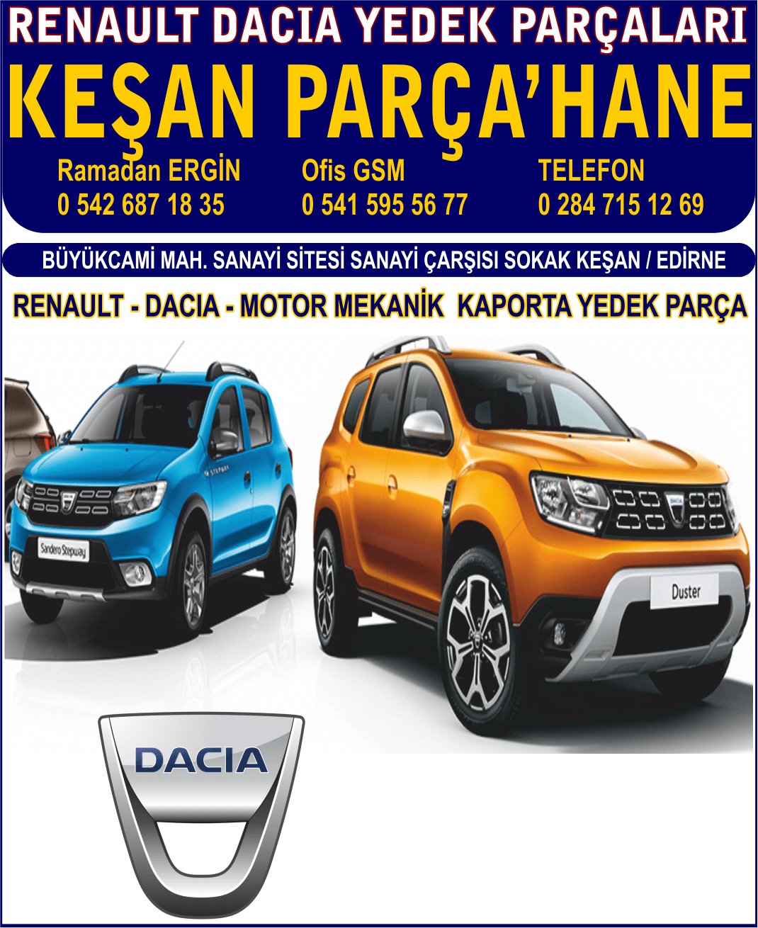 KEŞAN YEDEK PARÇA HANE RENAULT DACIA MOTOR MEKANİK KAPORTA ORJİNAL YEDEK PARÇA KEŞAN - Görsel 4