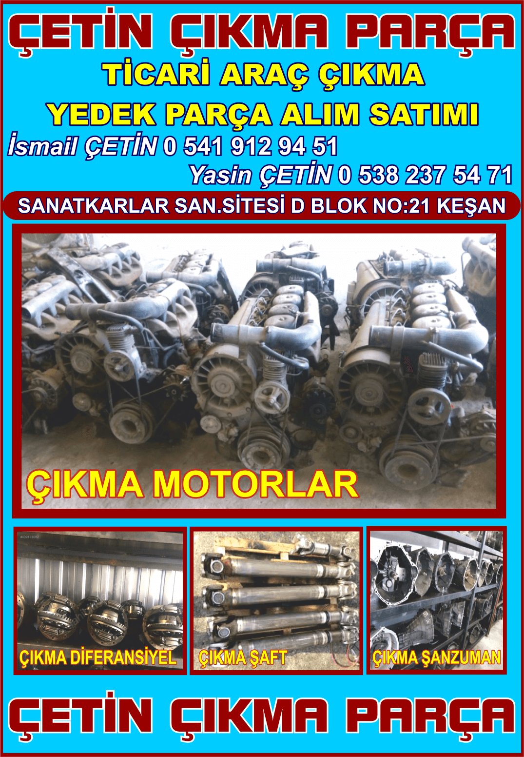 ÇETİN ÇIKMA MAGIRUS İVECO MİTSUBİSHİ BMC HYUNDAİ MOTOR ŞANZIMAN DİFERANSİYEL KEŞAN