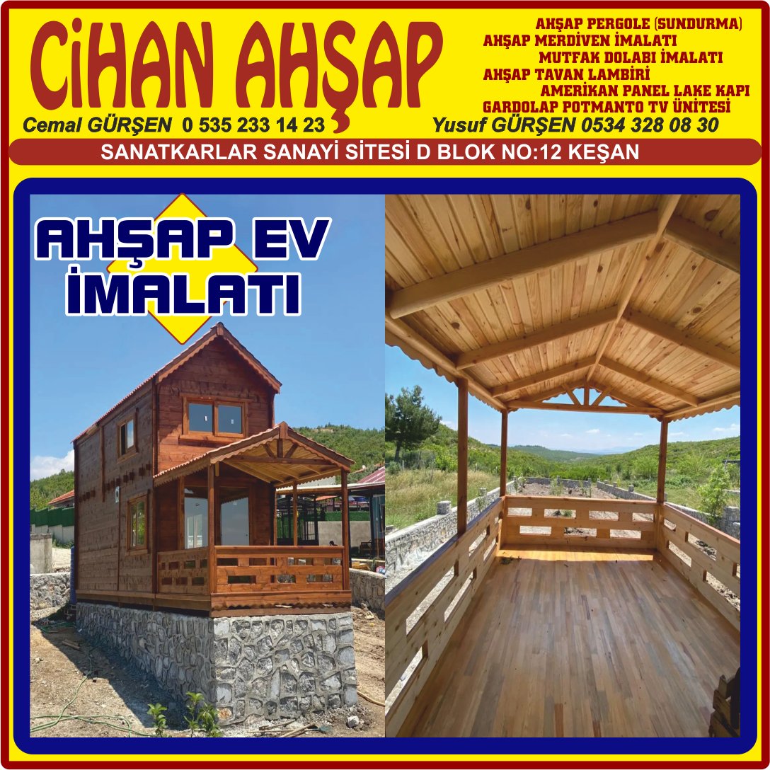 CİHAN AHŞAP EV TİNY HOUSE MOBİLYA İMALAT AHŞAP PERGOLE KEŞAN - Görsel 3