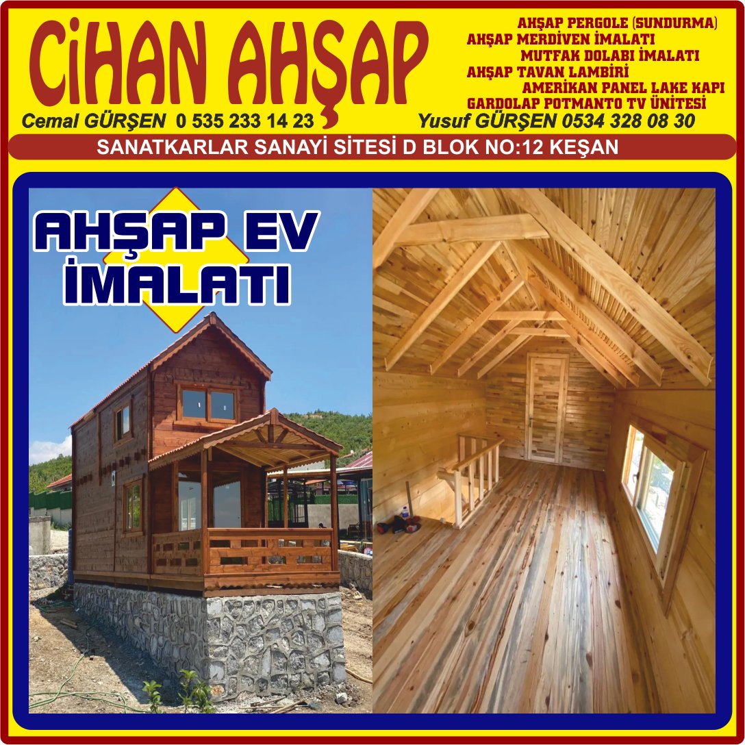 CİHAN AHŞAP EV TİNY HOUSE MOBİLYA İMALAT AHŞAP PERGOLE KEŞAN - Görsel 4